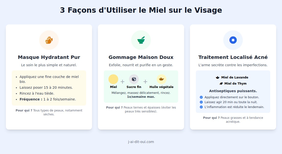 infographie Comment utiliser le miel sur le visage efficacement ?