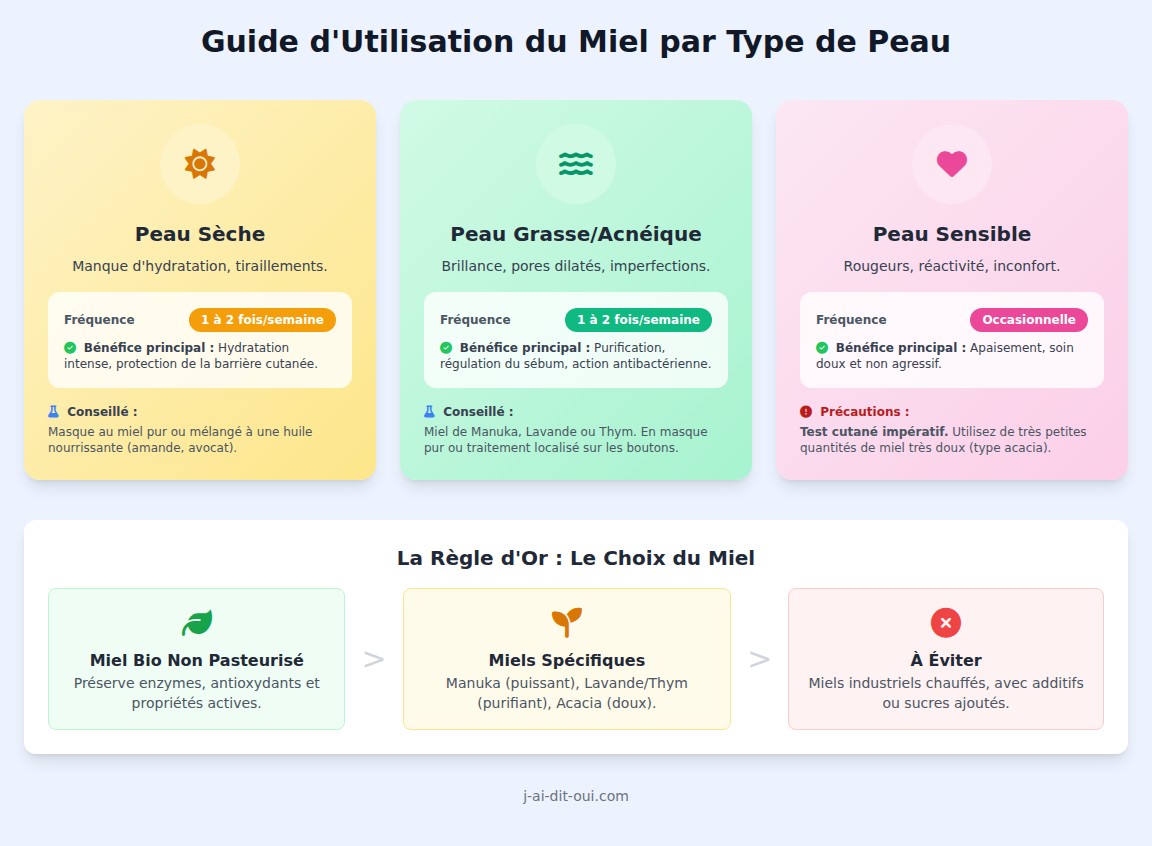 infographie Quelles précautions prendre avant d’utiliser du miel sur le visage ?