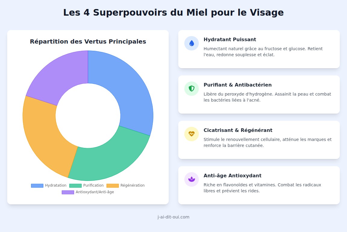 infographie Quels sont les bienfaits du miel pour la peau du visage ?